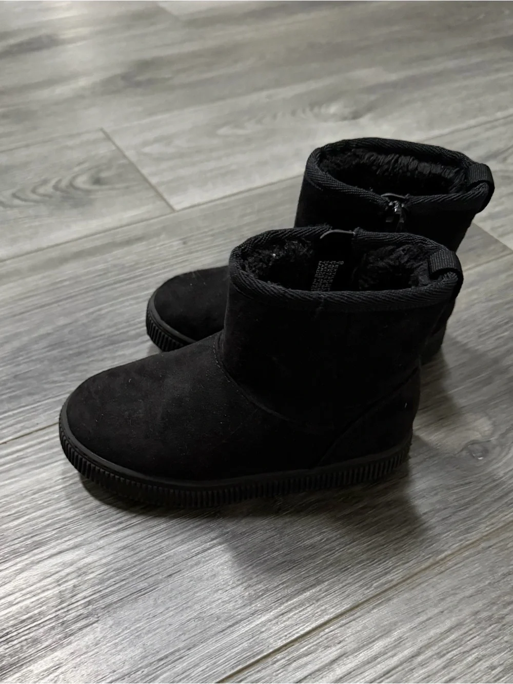 Cat & Jack Black Suede-Look Ankle Booties with Side Zip